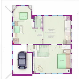 Generate a detailed and accurate first floor map of a typical house, including rooms layout, doors, and windows.