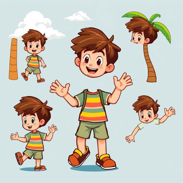 Pixel art style character sprites of a child designed for a 2D platform scrolling video game reminiscent of 'Adventure Island'