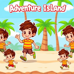 Pixel art style character sprites of a child designed for a 2D platform scrolling video game reminiscent of 'Adventure Island'