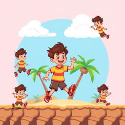 Pixel art style character sprites of a child designed for a 2D platform scrolling video game reminiscent of 'Adventure Island'