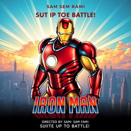 A vintage-style movie poster for Sam Raimi's fictional 1993 film 'Iron Man'