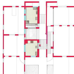 Generate a detailed and accurate first floor map of a typical house, including rooms layout, doors, and windows.