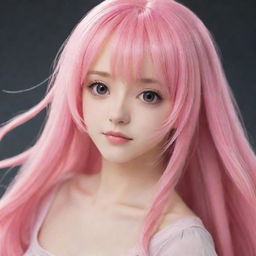 A long-haired anime girl with pink hair