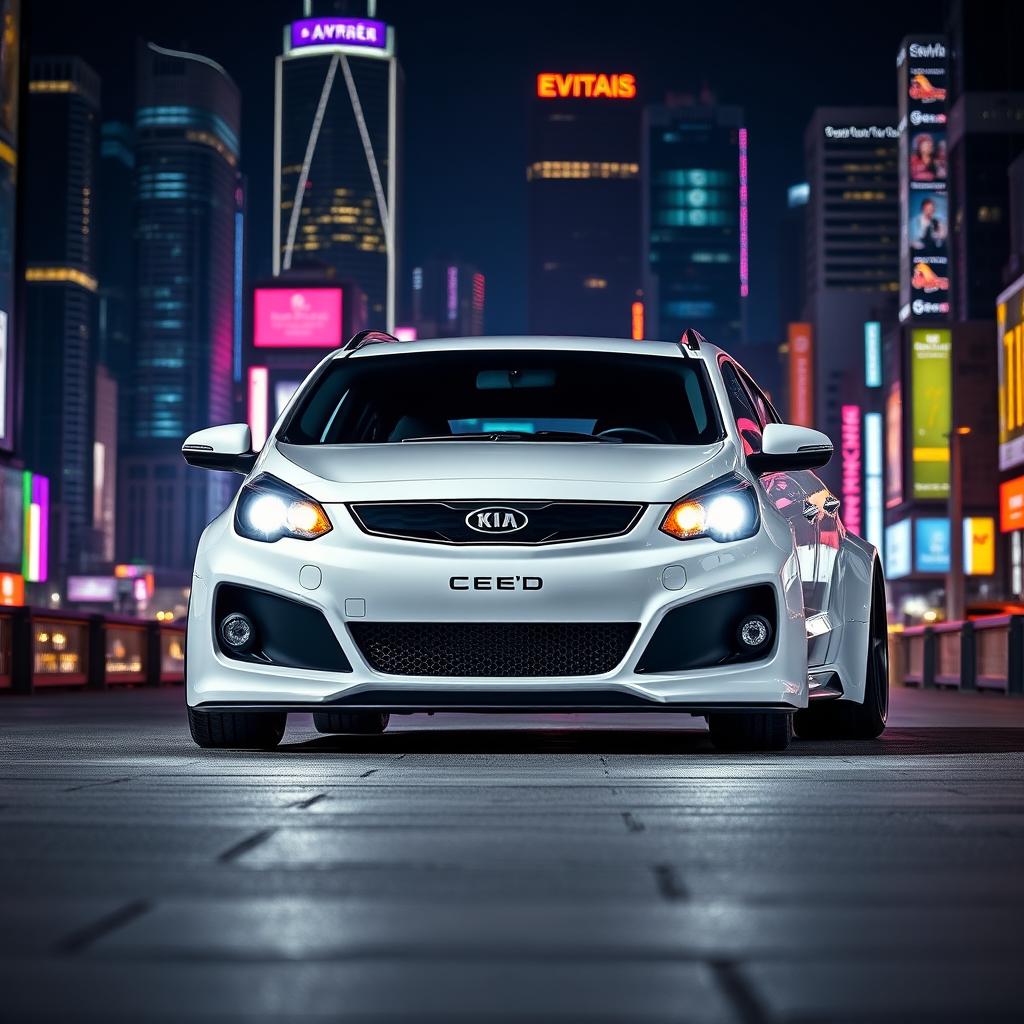 Front view of a white KIA Cee'd 2011 sporty wagon SV 1