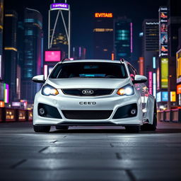 Front view of a white KIA Cee'd 2011 sporty wagon SV 1