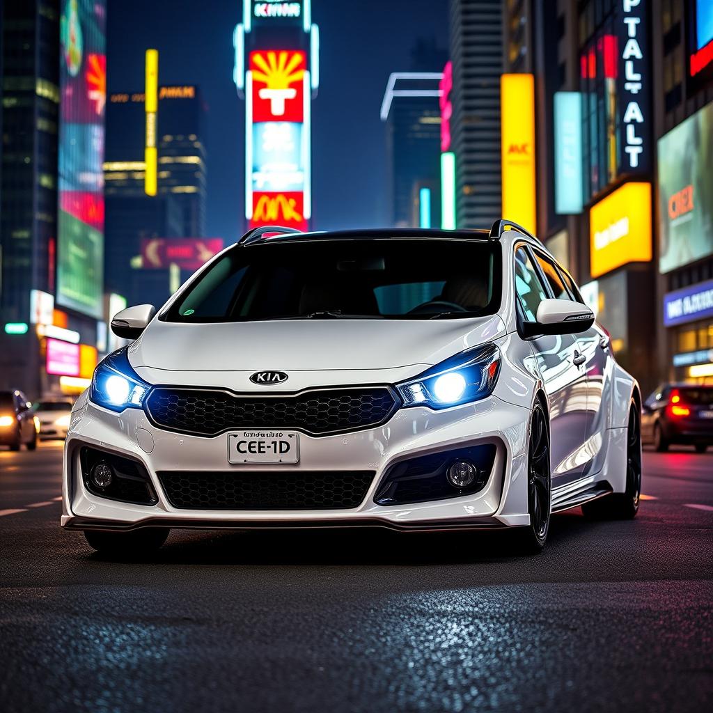 Front view of a white KIA Cee'd 2011 sporty wagon SV 1