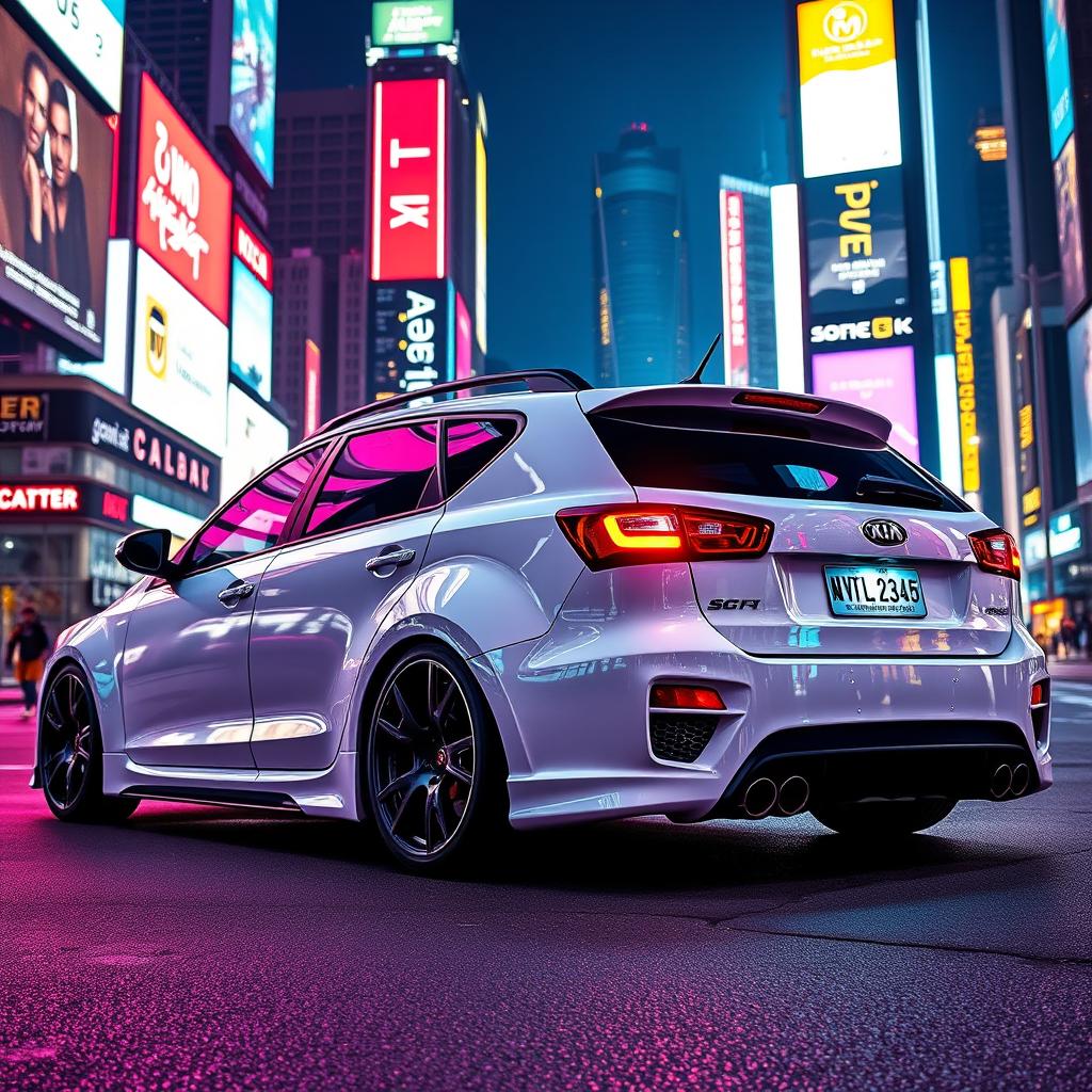 Side view of a 2011 white KIA Cee'd sporty wagon SV 1