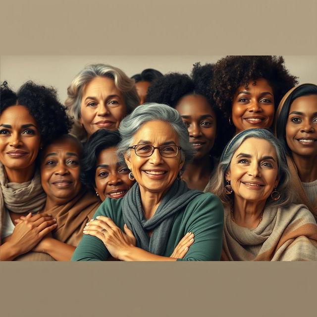 A diverse group of women of different ages and backgrounds, showcasing the strength and empowerment of women