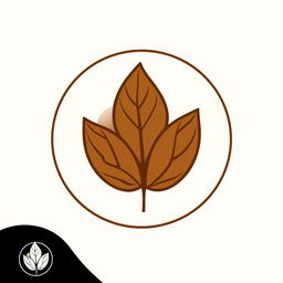 A logo design featuring a single brown tobacco leaf with a circular arrangement, incorporating line patterns for a simplistic and elegant appearance