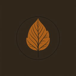 A logo design featuring a single brown tobacco leaf filling a circular shape, with line patterns adding texture and depth