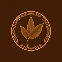 A logo design featuring a single brown tobacco leaf filling a circular shape, with line patterns adding texture and depth