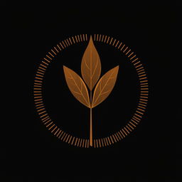 A logo design featuring a single brown tobacco leaf forming a circular shape with line patterns