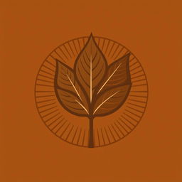 A logo design featuring a single brown tobacco leaf forming a circular shape with line patterns