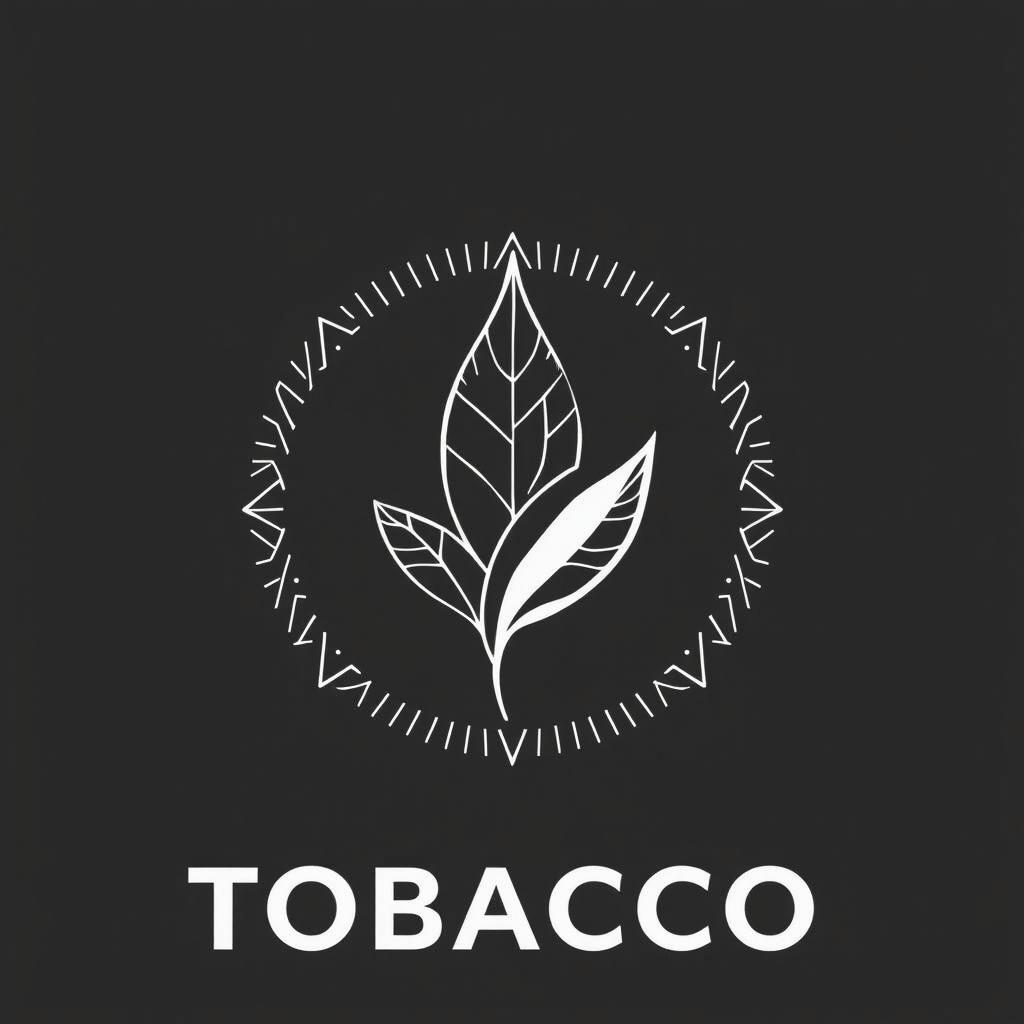 A stylized monochrome logo featuring a mountain range with line art details, in a style similar to the tobacco leaf emblem shown