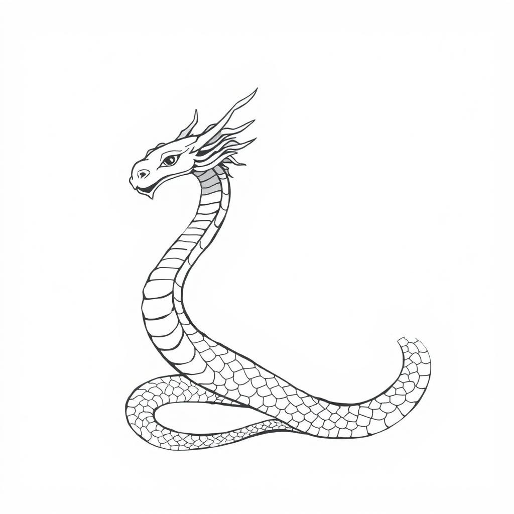 A simple monochromatic depiction of a naga, a mythical creature with a serpent-like body and a human head