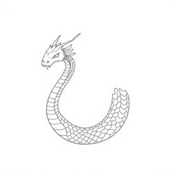 A simple monochromatic depiction of a naga, a mythical creature with a serpent-like body and a human head