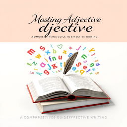 An educational and informative cover design for a book titled "Mastering Adjectives: A Comprehensive Guide for Effective Writing