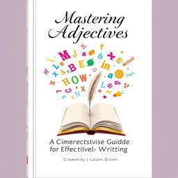 An educational and informative cover design for a book titled "Mastering Adjectives: A Comprehensive Guide for Effective Writing