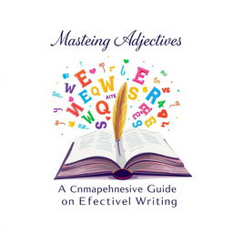 An educational and informative cover design for a book titled "Mastering Adjectives: A Comprehensive Guide for Effective Writing