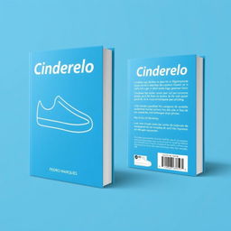 Book cover design featuring an outlined white sneaker on a blue background, titled 'Cinderelo'