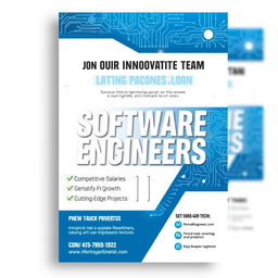 Design an eye-catching job advertisement poster for a dynamic tech company looking for software engineers