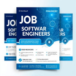 Design an eye-catching job advertisement poster for a dynamic tech company looking for software engineers