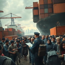 A dramatic and intense scene depicting the struggle behind customs and excise