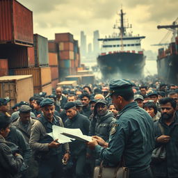 A dramatic and intense scene depicting the struggle behind customs and excise