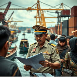 A dramatic and intense scene depicting the struggle behind customs and excise in Indonesia