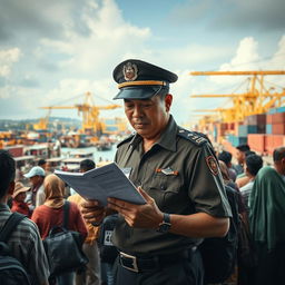 A dramatic and intense scene depicting the struggle behind customs and excise in Indonesia