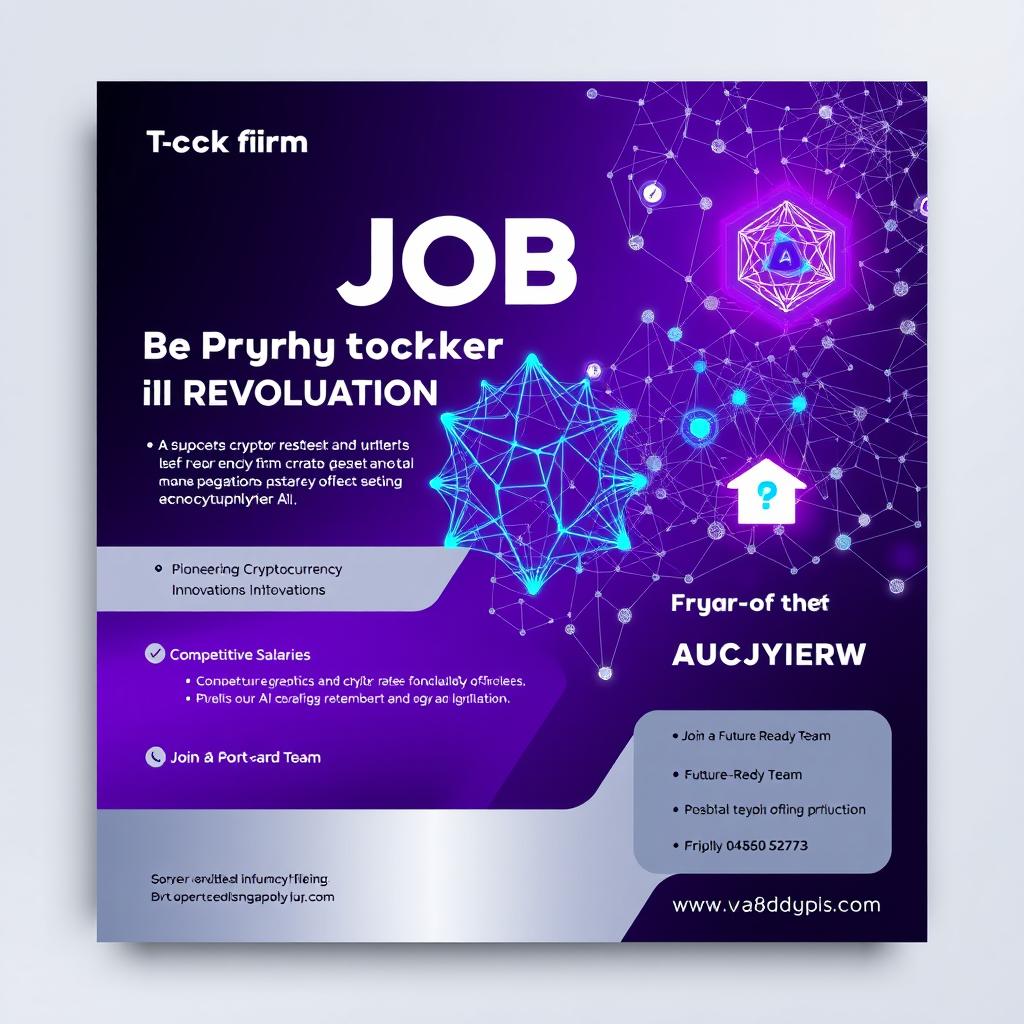 Design an innovative job advertisement poster for a forward-thinking tech firm seeking talent in cryptocurrency and AI