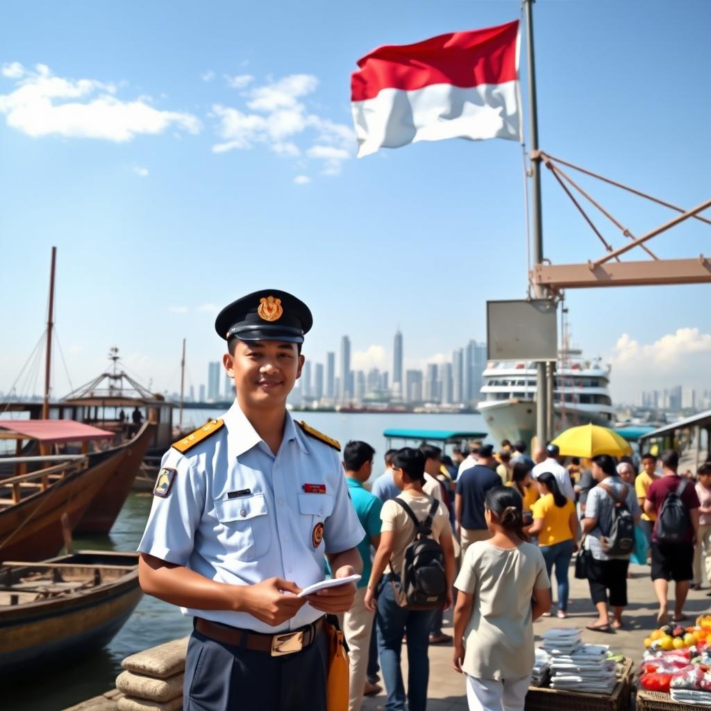 A vibrant scene depicting customs and excise operations in Indonesia