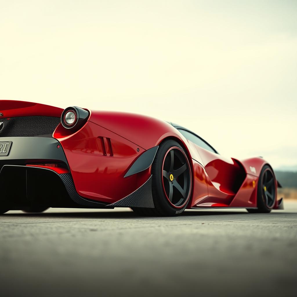 A LaFerrari sports car featuring an aggressive bodykit, showcasing sleek aerodynamic lines and bold, dynamic contours