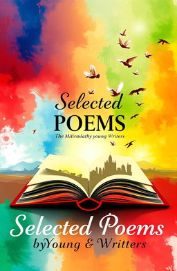 A captivating book cover design titled "Selected Poems by Young Writers" that creatively captures the themes of love, patriotism, the beauty of the country, happiness, sadness, joy, and pain