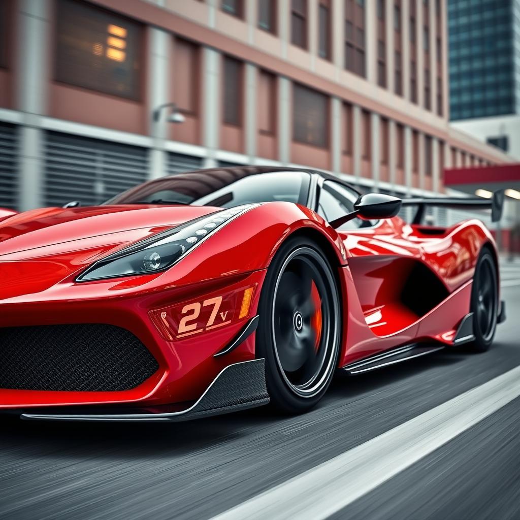 A LaFerrari sports car enhanced with aggressive aerodynamic parts, displaying a perfect blend of cutting-edge engineering and aesthetic appeal