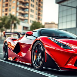 A LaFerrari sports car enhanced with aggressive aerodynamic parts, displaying a perfect blend of cutting-edge engineering and aesthetic appeal