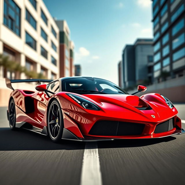 A LaFerrari sports car enhanced with aggressive aerodynamic parts, displaying a perfect blend of cutting-edge engineering and aesthetic appeal