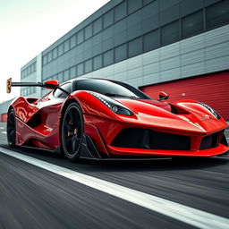 A LaFerrari sports car enhanced with aggressive aerodynamic parts, displaying a perfect blend of cutting-edge engineering and aesthetic appeal