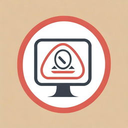 Create an icon illustrating the concept of 'error not allowed'. The icon should incorporate elements such as a warning symbol, a computer, and a prohibitive sign, with a bold red color to emphasize restriction.