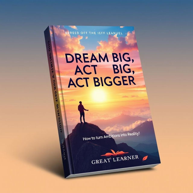 A captivating book cover design illustrating the theme "Dream Big, Act Bigger: How to Turn Ambitions into Reality!" by Great Learner