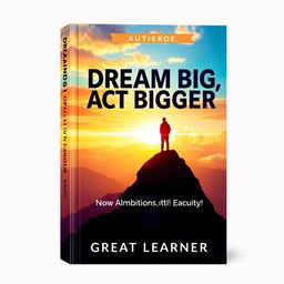 A captivating book cover design illustrating the theme "Dream Big, Act Bigger: How to Turn Ambitions into Reality!" by Great Learner