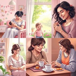 A heartwarming and realistic depiction of mothers in various engaging scenarios