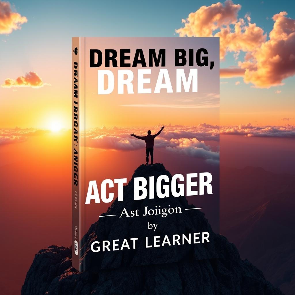 A captivating book cover design for "Dream Big, Act Bigger" by Great Learner