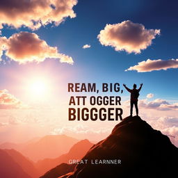 A captivating book cover design for "Dream Big, Act Bigger" by Great Learner