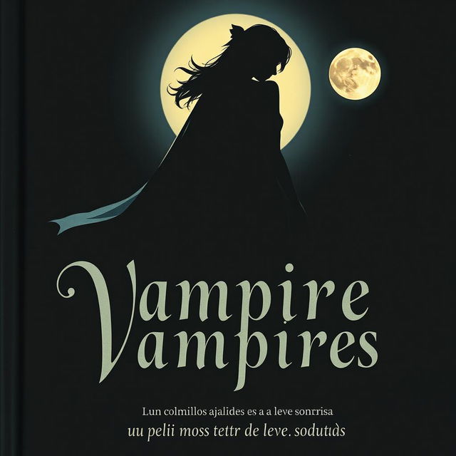 Una portada intrigante para un libro de vampiros, mostrando solo la silueta de un vampiro en un ambiente nocturno