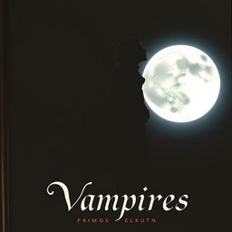 Una portada intrigante para un libro de vampiros, mostrando solo la silueta de un vampiro en un ambiente nocturno