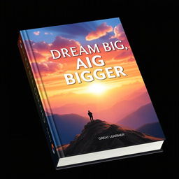 A captivating book cover design illustrating the theme "Dream Big, Act Bigger" by Great Learner