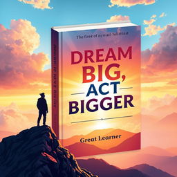 A captivating book cover design illustrating the theme "Dream Big, Act Bigger" by Great Learner