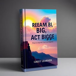 A captivating book cover design illustrating the theme "Dream Big, Act Bigger" by Great Learner