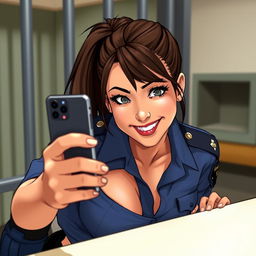 Kira Kosarin as a police officer taking a selfie